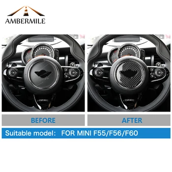 AMBERMILE Bil Interiør, Carbon-Fiber Rattet Sticker Dækker Dekoration til Mini Cooper F55 F56 F60 JCW Styling Tilbehør