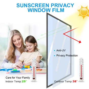 Solen Beskyttelse Vindue Folie, UV-Blokerende Glas Film Privacy En Måde Spejl Sølv Isolering Mærkat solafskærmende Window Tint