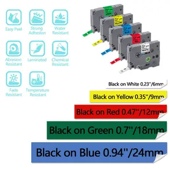 UniPlus 5PCS TZe-221 tz221 Label Maker til Brother Label Printer 9mm Sort på Hvid-tz221 PT D220 2730 Printeren Bånd Bånd