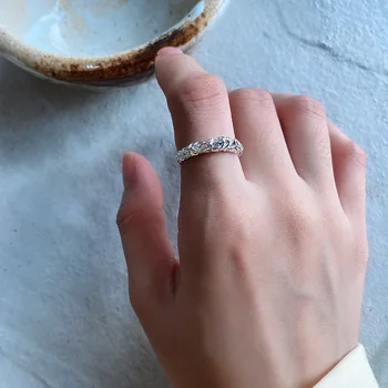 LouLeur 925 Sterling Sølv Ring, Guld Ujævn Tin Folie Ringe Til Kvinder Smykker Justerbar Ring For Kvinder Sølv 925 Smykker