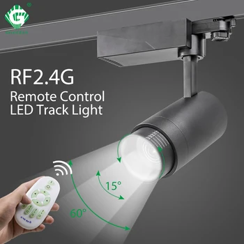 20W LED Track Lys 2,4 G RF-Trådløs Kontrol Loft Styr Spots Belysning Lysstyrke CCT Dæmpbar Farve Foranderligt Zoomable