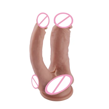 Hismith Dobbelt hoved Silikone dildo Sugende base Sex Maskine KlicLok System Tilbehør Dobbelt anal Vaginal Anal Sex Dildo