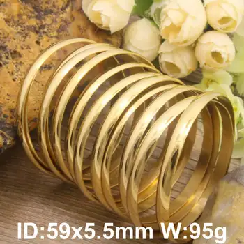 Hot Nye Rustfrit Stål Smykker belagt guld farve 71mm og 59mm Armbånd til piger og kvinder BFADARBI