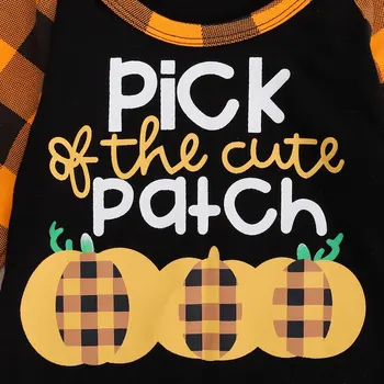 Toddler Spædbarn Kids Baby Pige Halloween Tøj Sæt 2020 Ternet langærmet Efteråret T-shirt Leopard Flare Pants Tøj Tøj