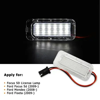 AUXITO 2x Canbus Led-Lys Til Ford Focus Fiesta 5D Mondeo MK4 C-Max MK2 S-Max Kuga Galaxy Nummer Nummerplade Lampe Hvid 6000k