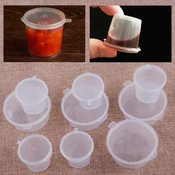 100pcs Engangs Plast Takeaway Sauce Cup Beholdere Mad Kasse med Hængslet Låg Pigment, Maling Max Palet Genanvendelige