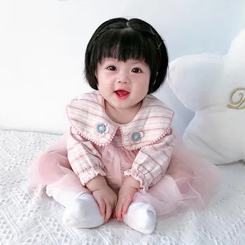 Baby Pige Kjole 0-2T langærmet Stribet Sparkedragt i Ét stykke Mode Bomuld Nyfødte Baby Pige Barn Kostume