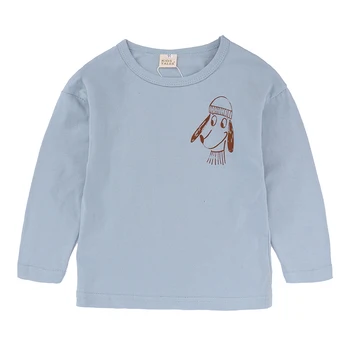 Nye Karton Print T-shirt 2018 Falder Efterår og Vinter Kids langærmet T-Shirts Drenge Piger Baby t-Shirts Toppe MBT046