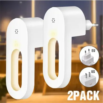 2stk Plug-in-Nat Lys Varm Hvid LED Nat Lys Dusk til Dawn Sensor til Soveværelse, Badeværelse, Køkken Korridor Trapper EU/US-Stik
