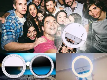 LED Selfie lys ring til mobiltelefon, lysende ring Klip, akut-pærer til camará, cirkulære lys