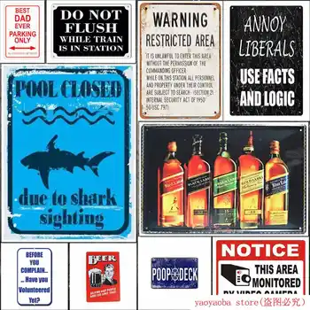 Pool Lukket på Grund af Haj Observation Metal Sign tin Tegn Metal Maleri Tin Tegn Wall Decor Bord på Retro Pub & Bar Tin Plakat