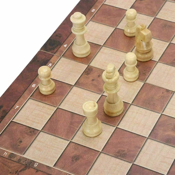 3 i 1 Skakspil, Træ-Skak-Backgammon Brikker Indendørs Rejse Skak Træ Folde Skakbræt Skak Stykker Chessman