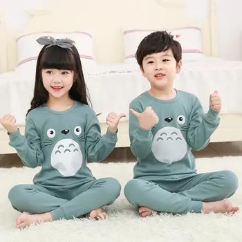 Børn Pyjamas 2pc Lange Ærmer Cartoon Kids Baby Pige Nattøj Tøj Sove Passer Efteråret Bomuld Barn Pyjamas Nattøj Dreng
