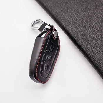 Sort Læder Bil key fob tilfælde dækker indehaveren shell hætte for Peugeot 308 og 408 508 2008 3008 4008 5008 3-knappen smart fjernbetjening nøgle pose
