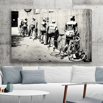 Cykel Og Cyklist Plakat Sort Hvid Cykel Vintage Foto Lærred Maleri På Væggen Kunst Udskriv Billede Til Stuen Home Decor