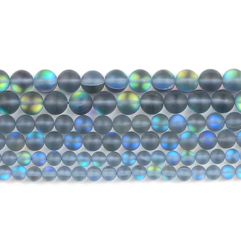 JHNBY Mat Navy blå Labradorit spectrolite natursten 6/8/10MM Rund Afstandsstykker Løse perler til smykkefremstilling-armbånd-DIY