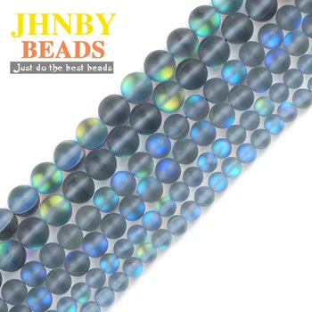 JHNBY Mat Navy blå Labradorit spectrolite natursten 6/8/10MM Rund Afstandsstykker Løse perler til smykkefremstilling-armbånd-DIY