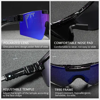 Luxury flad top brillerne tr90 ramme Blå spejlet linse Vindtæt Sport Polariserede Solbriller høj kvalitet UV400 Briller
