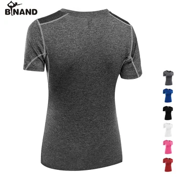 BINAND Erhverv Base Lag Korte Ærmer Sport Shirt Hurtig Tør Høj Elastisk Fitness-Øvelser-Komprimering, der Kører Yoga Toppe