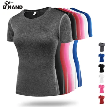 BINAND Erhverv Base Lag Korte Ærmer Sport Shirt Hurtig Tør Høj Elastisk Fitness-Øvelser-Komprimering, der Kører Yoga Toppe