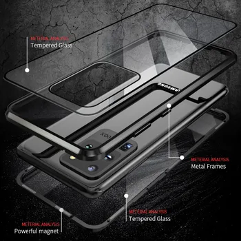 Magnetisk cover til Samsung Galaxy Note 20 Ultra Tilfælde dobbelt-sidet 9H Hærdet Glas Tilfældet for Samsung S20 Plus S20Ultra Metal Sag