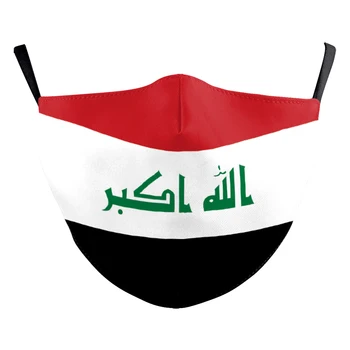 Irak Flag Udskrivning Maske Vaskbart Stof Munden ansigtsmaske Beskyttende PM2.5 Filtre Maske Vindtæt Udendørs Dæmpe Maske med Filtre