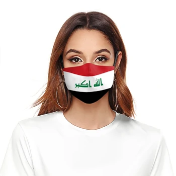 Irak Flag Udskrivning Maske Vaskbart Stof Munden ansigtsmaske Beskyttende PM2.5 Filtre Maske Vindtæt Udendørs Dæmpe Maske med Filtre