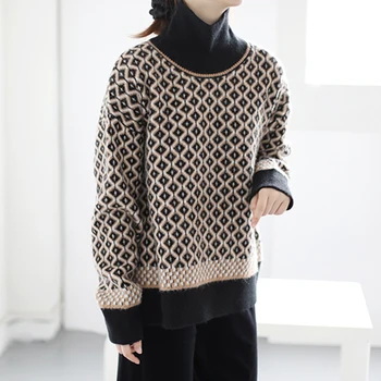 Kvinder Sweater Retro Temperament Rullekrave koreansk Vinter Nye Tykke Løs Ydre Slid Tynd Pullover 2020 Nye Stil Tøj