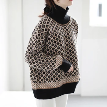 Kvinder Sweater Retro Temperament Rullekrave koreansk Vinter Nye Tykke Løs Ydre Slid Tynd Pullover 2020 Nye Stil Tøj