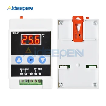 AC 90V-250V DIN Guide Jernbane Termoregulator LED Digital temperaturregulator Med temperaturføler Varme /Køling