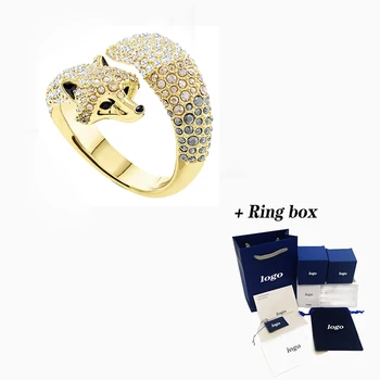 Fashion Tendens SWA Nyt MARTS FOX MOTIV Ring Guld Elegant Retro-Smart Fox Dekoration Kvindelige Engagement Ring Smykker Romantisk Gave