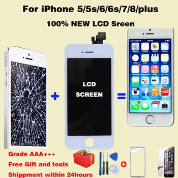 AAA+++LCD-Skærm Til iPhone 6 7 8 6Plus Touch Skærm Udskiftning iPhone 5S lcd-SE-Ingen Døde Pixel+Hærdet Glas+Værktøjer 6s lcd -
