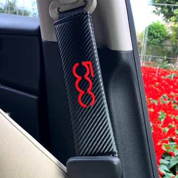 2stk Bil Carbon fiber Sikkerhedssele Pad Seat Cover Passer til fiat 500 og punto abarth stilo ducato Biler Indvendigt Tilbehør