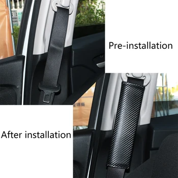 2stk Bil Carbon fiber Sikkerhedssele Pad Seat Cover Passer til fiat 500 og punto abarth stilo ducato Biler Indvendigt Tilbehør