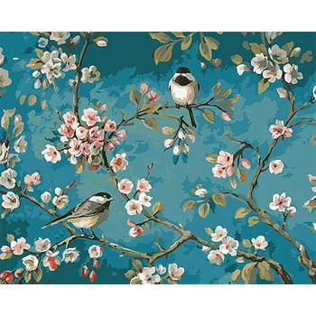 GATYZTORY fugle med blomst DIY Olie Maleri Maling af Antal Kit Maleri til Voksne Børn, Kunst Håndværk i Hjemmet Wall Decor 50x65cm