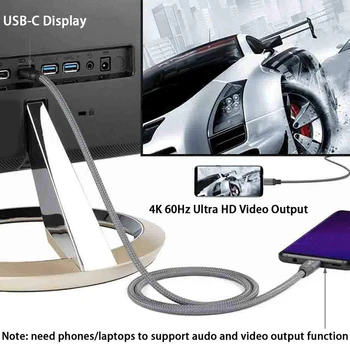USB-C til USB-C-Kabel,(6.6 FT),4K-Skærm,100W(5A),3.1 Gen 2,Leverance Afgift,10Gbps Data Monitor Video