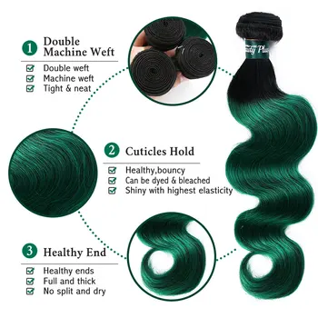 Grøn Bundter Med Frontal Krop Bølge Ombre 2 Tone Brasilianske Remy Human Hair Weave 3 Bundter Med Lukning 13x4 Pre Farvet BP
