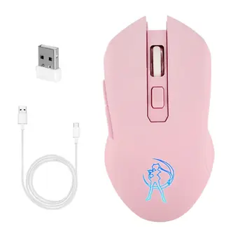 Pink Tavs LED-Optisk Spil Mus 1600DPI 2,4 G USB Trådløse Mus til Bærbare PC