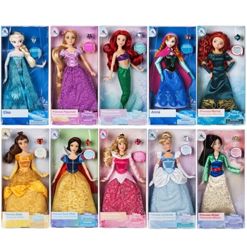 Disney-butik Oprindelige prinsesse Rapunzel Ariel Elsa Anna Aurora Askepot og Belle Klassiske Dukker, Legetøj Til Børn Julegave