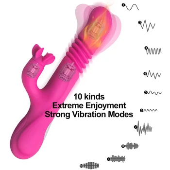 Opvarmede Strække Kanin Vibratorer sex legetøj til kvinder Klitoris Dobbelt Anal og G-Spot Vibrator Dildo til Vagina Håndsex