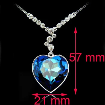 Top kvalitet AAAA+ rhinestones charms gaver blå krystal hjerte vedhæng Necklaceweater kæder mode smykker dropshipping