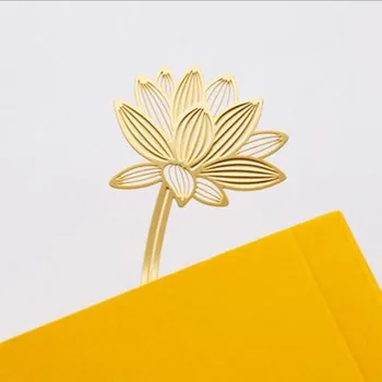 50stk/masse Guld Farve Lotus Maple Leaf Clover Bogmærke Metal Bogmærker Stationery Office skoleartikler