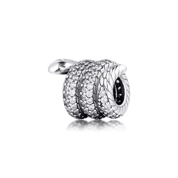 925 Sterling Sølv Perle Mousserende Indpakket Slange Charms Passer Armbånd Klare CZ 925 Sølv Perler til smykkefremstilling I 2020 Ny