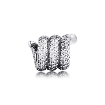 925 Sterling Sølv Perle Mousserende Indpakket Slange Charms Passer Armbånd Klare CZ 925 Sølv Perler til smykkefremstilling I 2020 Ny