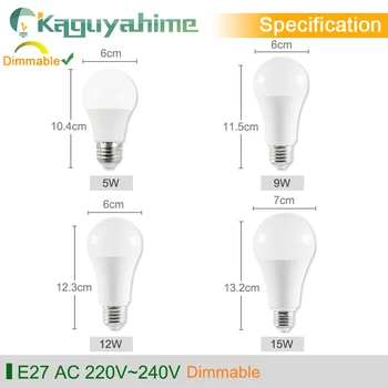 Kaguyahime LED E14 E27 Pære 24W 20W 15W 12W 9W 6W Dæmpbar Lampe AC 220V 240V LED E27 Spotlight Lys Lampada Bombilla Ampul