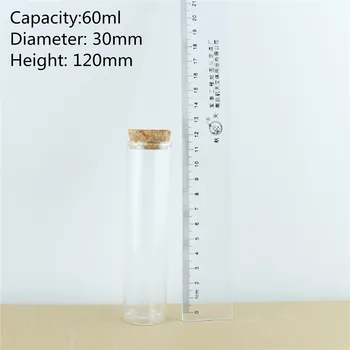 24pcs/lot 30*120mm 60ml korkprop-Glas Flaske Krydret Opbevaring Flaske Container Glas Hætteglas DIY Håndværk