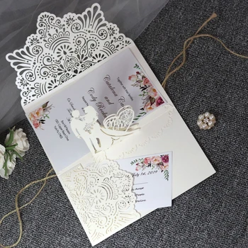 (100 stk/masse) Personlig Print 3D Brud&Brudgom Wedding Invitation-Kort, Hr. &Fru Engagement Invitationer, Lykønskningskort IC053