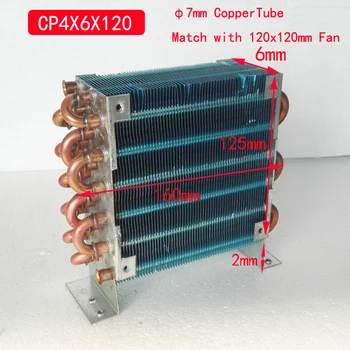 CP1X6X120 PURSWAVE Mini kondensator Vand Køling Radiator fordamper varmeveksler with12V24V220V 120x120mm Fan 7 MM Kobber rør