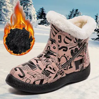 Vinter ankle boots kvinder sko 2021 nye udskrivning vandtæt varme bløde indvendig lynlås damer, sko-kvinde sne støvler Botas Mujer
