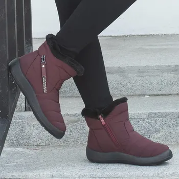 Vinter ankle boots kvinder sko 2021 nye udskrivning vandtæt varme bløde indvendig lynlås damer, sko-kvinde sne støvler Botas Mujer